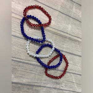 Pink Diamondback Patriotic USA Red White Blue Stretchy 5 Piece Bracelet Set
